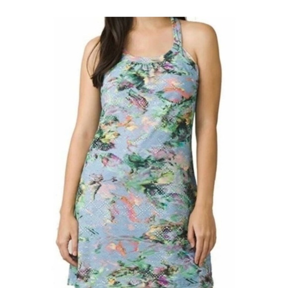 Prana Cantina Dress in Blue and Graceful Floral Halter Size Med - Picture 1 of 10